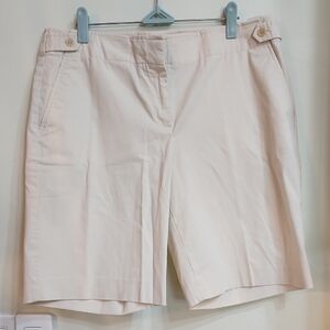 Talbots Cream Bermuda Shorts Tailored Cotton Blend